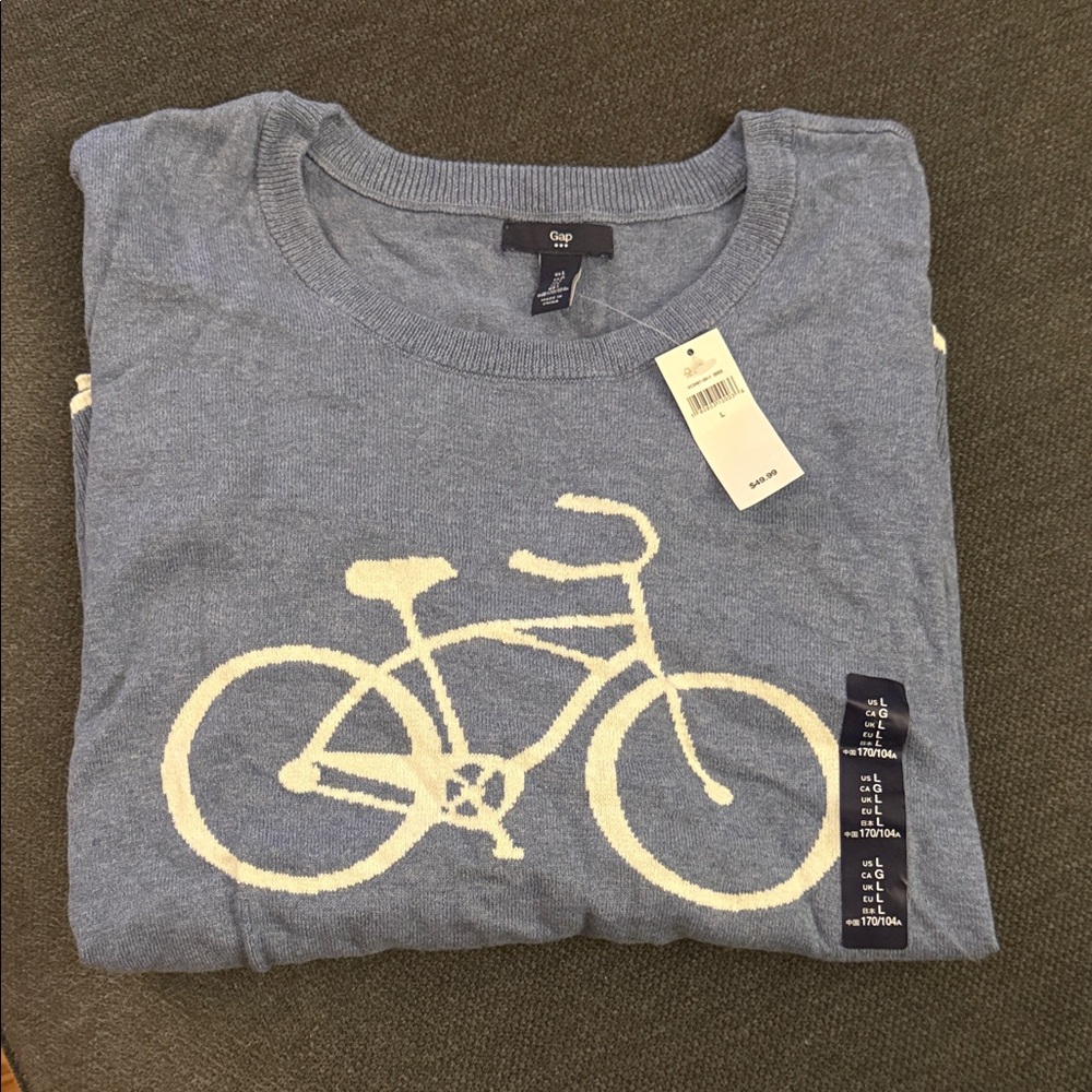 GAP Blue Pullover with White Bicycle Motif